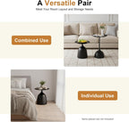 2-Piece Coffee Table, Durable Small Round Coffee Tables for Living Room, Easy Assembly Modern Nesting Coffee Tables Set, Circle Side Tables Round End Table for Sofa Bedside Balcony (Black)