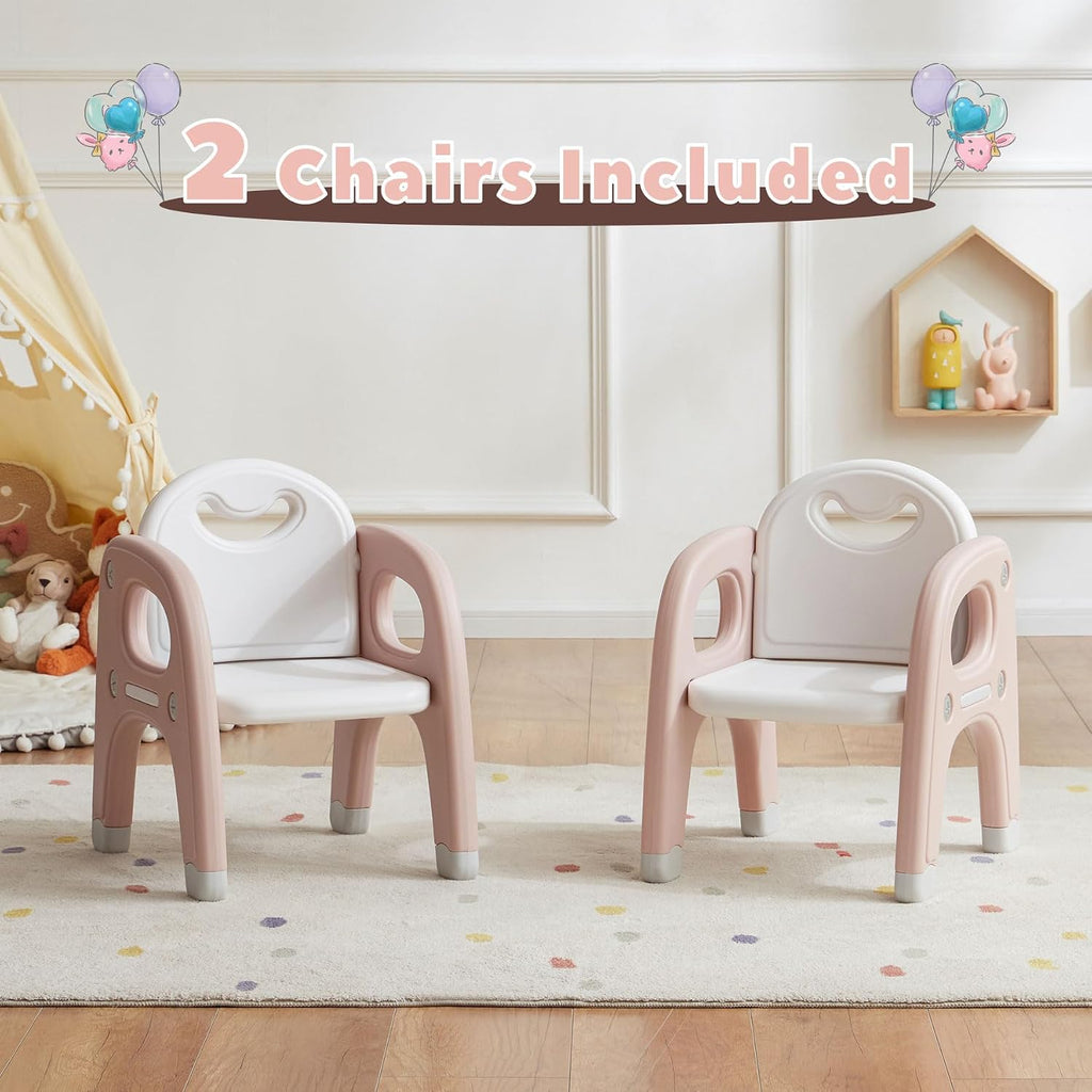 GITAWUSA Kids Table and 2 Chairs Set, Large Built-in Storage, Montessori Toddlers Table and Chairs Set, Kids Activity Table for Drawing Dining Playing, CPSC & ASTM Approved, Pink
