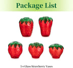 Glass Strawberry Propagation Vases for Plants: 5PCS Cute Strawberry Decor for Home Kitchen Bathroom Office - Unique Indoor Hydroponic Planters Gifts for Mom Women Mothers Day (Red)