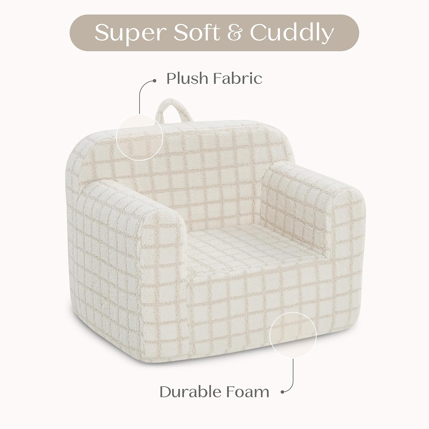 Delta Children Checkered Cozee Chair, Cream