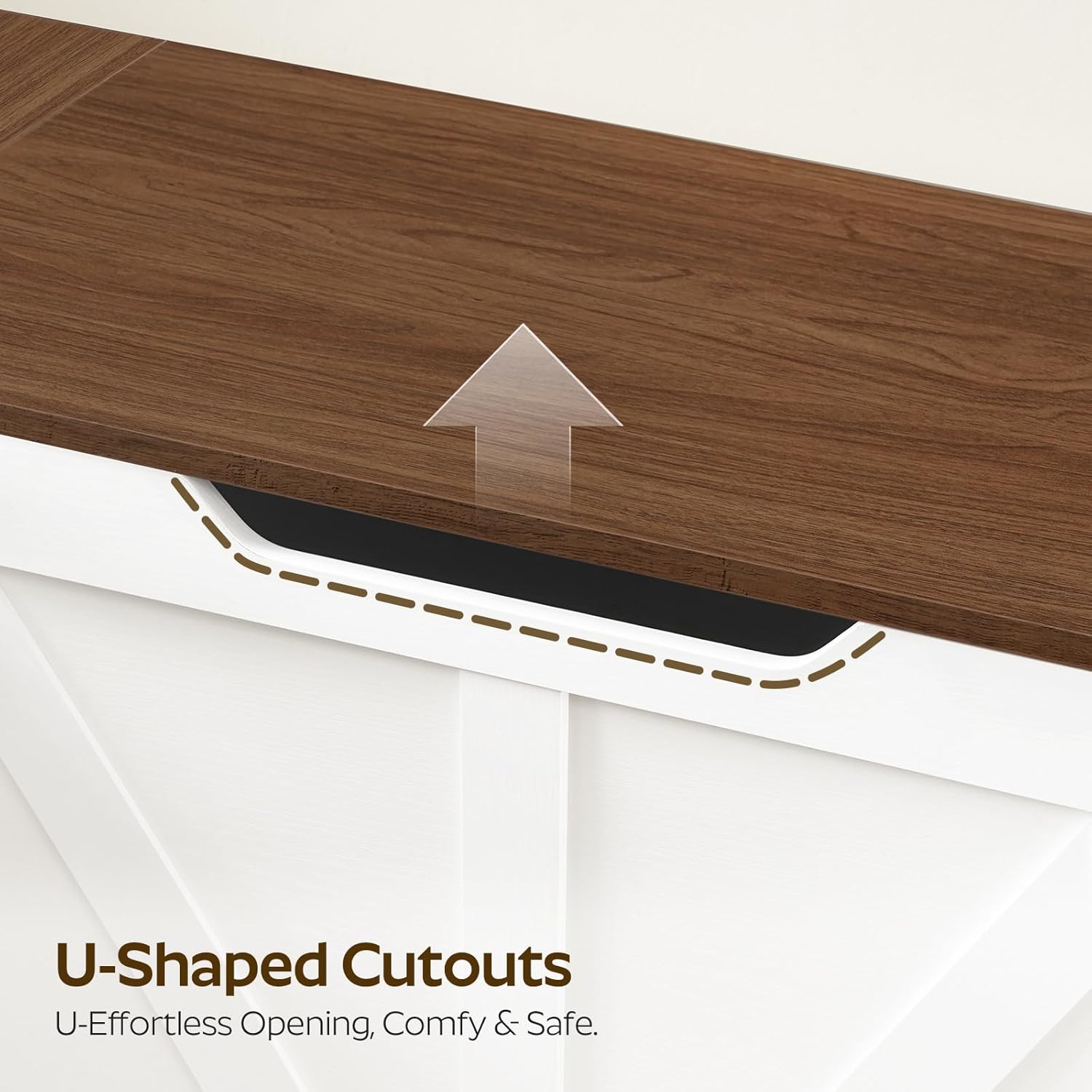 YATINEY L-Shaped Storage Bench, Storage Toy Chest with Hidden Compartments, Breakfast Nook Bench for Corner Spaces, Kitchen, Dining Room, Cloakroom, Walnut and White CW01WH