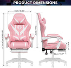 Gaming Chair with Massage Ergonomic Computer Chair with Footrest and Lumbar Support Reclining PC Game Chair for Boys with Adjustable Armrest and Headrest Pink