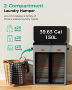 150L Dual-Compartment Laundry Hamper with Lid & Removable Inner Bag – Large 2-Section Clothes Hamper for Home, Dorm & Laundry Room