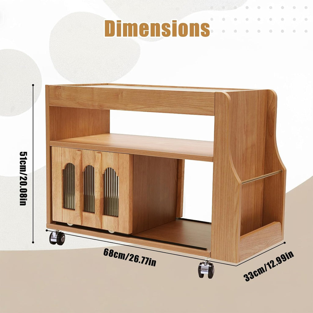 Solid Wood Narrow Side Table with Storage W/Magazine Rack Night Stand Small Couch Side Table for Bedroom Living Room Dining Room