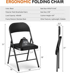Folding Chairs Set of 2 with Padded Cushion 380 LBS Heavy Duty Foldable Chair Reinforced Steel Frame Soft Mesh Back Folding Chairs 2 Pack for Indoor Outdoor Party Wedding Dining Event Black