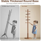 Solid Wood Coat Rack Freestanding with 10 Hooks, Coat tree freestanding 3 Adjustable Heights for coat, Hats, Handbags, Coat Stand for Entryway,Bedroom,office, Walnut