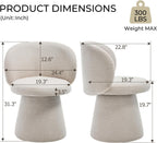 Swivel Dining Chair, Chenille Upholstered Barrel Accent Chair with 360° Swivel, Armless Vanity Chair for Makeup Room, Bedroom,Beige