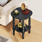 Uniclinens Solid Wood End Side Table - Small Wooden Nightstand for Living Room Bedroom, Black