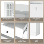 47" Tall Storage Cabinet Pantry Cabinet:with Pull-Out Trays for Kitchen | 47"Tall Storage Cabinet:With Doors and Shelves,Kitchen Pantry Cabinet With Hutch,4 Drawers,Pantry Storage With Pull-out Trays