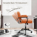 Home Office Chair, Ergonomic Desk Chair with Lumbar Support, Adjustable Height Rolling Swivel Task Chair with Armrests, PU Leather, for Meeting,Study Room （Brown）