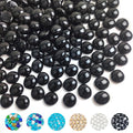 YISZM Glass Beads for Vases, 1lb Black Flat Glass Pebbles, 100 Pcs Glass Marbles Gemstone Aquarium Rocks Multiple Color Choices Home Decor Rocks