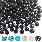 YISZM Glass Beads for Vases, 1lb Black Flat Glass Pebbles, 100 Pcs Glass Marbles Gemstone Aquarium Rocks Multiple Color Choices Home Decor Rocks