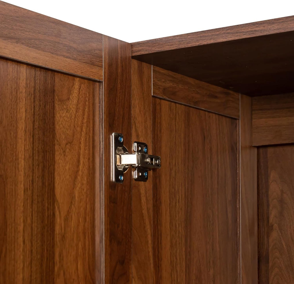 70.87'' Tall White Pantry Cabinet with 2 Doors 3 Adjustable Shelves Kitchen Storage Cupboard for Kitchen Dining Room Living Room, Walnut