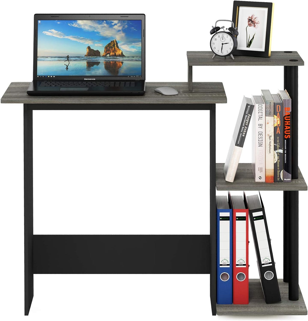 Furinno EFFICIENT Desk, 28.6" Wide Gaming Desk with 3 Open Side Shelves, Laptop Notebook Computer Desk, Office Desk for Home Office, Study Room, Dorm, Bedroom, French Oak