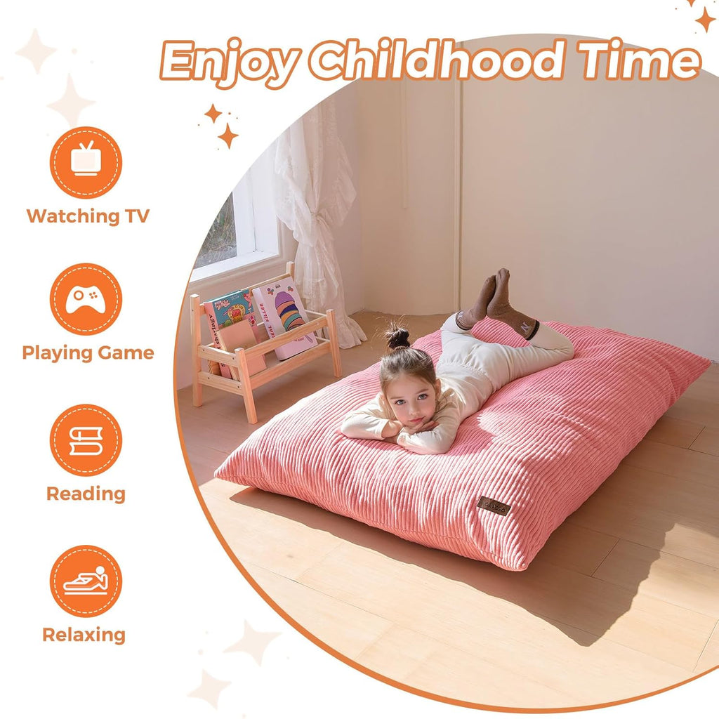 MAXYOYO 3 in 1 Kids Bean Bag Chair Couch, Convertible Chair Folds from Bean Bag to Lounger, Child Floor Sofa for Gaming, Reading, Floor Couch with High-Density Foam Filling