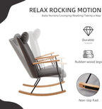 Nursery Rocking Chair Indoor, Small Rocking Chairs for Small Spaces, Upholstered Rocker Chair with High Back& Headrest Pillow, Comfy Rocking Chair for Bedroom, Living Room, Patio& Porch (Dark Grey)