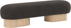 Meridian Furniture 22001Brown Robertson Collection Art Deco Bench with Luxurious Brown Boucle Fabric and Rich Natural Oak Finish, 60.5" W x 18" D x 16" H, Brown