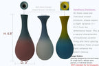 Handmade Ceramic Bud Vases Set of 3, Gradient Ombre Colors, Matte Frosted Finish, Teardrop Shape with Narrow Necks, Modern Minimalist Decor