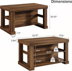 Tribesigns Bar Table, 55-Inch Counter Height Pub Table with Storage Shelves, High Top Kitchen Dining Table, Rectangle Wood Home Bar Unit for Dining Room, Bistro, Dark Brown