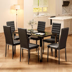 Bealife Kitchen Dining Table Set for 6, Tempered Glass 7 Piece Table and Chairs Set Modern for Home, Kitchen, Living Room, Dining Room,Black