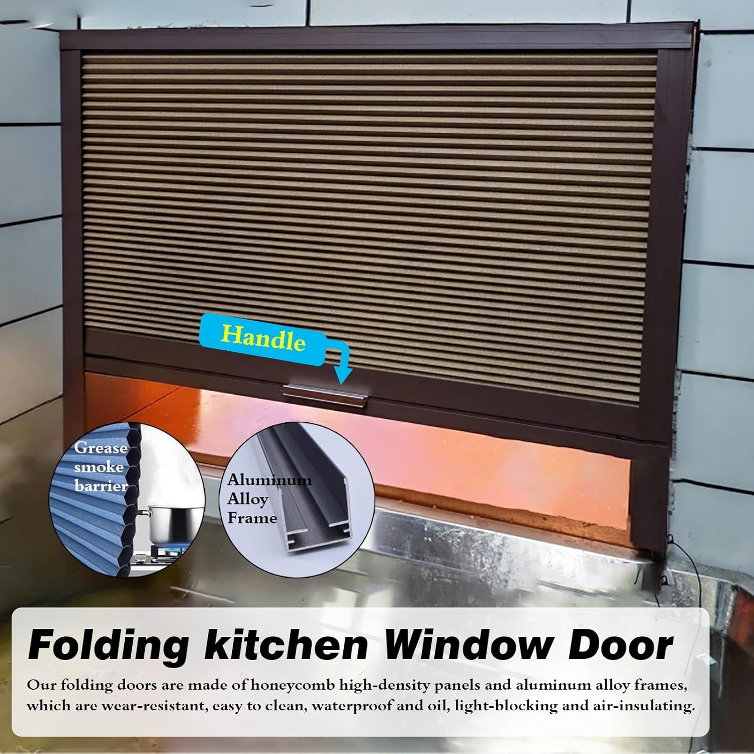 Honeycomb Folding Door - Custom Size Room Divider Pass Through Serving Hatch Panel Retractable Gate for Home Bar Studio Apartment