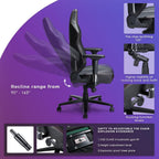 Large Ergonomic Gaming Chair, Big & Tall Computer Chair with 4D Armrests, Magnetic Headrest, Adjustable Lumbar Support, Reclining Office Chair for Home & Gaming Room, Black PU Leather, X-Large