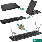 YITAHOME Folding Table Heavy Duty, Black Plastic Table 8Ft Long, Portable Rectangular Resin Table for Outdoor Indoor Party Banquet Event Dining Wedding