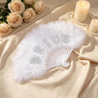 Aprince Bride to Be Fan Bridal Shower Gifts for Wedding Bachelorette Party Decorations White Pearl Feather Fan Bride Outfit Accessories
