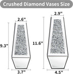 SHYFOY Crushed Diamond Mirrored Vases Set of 2, Silver Glass Flower Vases for Table Home Decor Crystal Vase for Dried Flowers Centerpieces - Can’t Hold Water