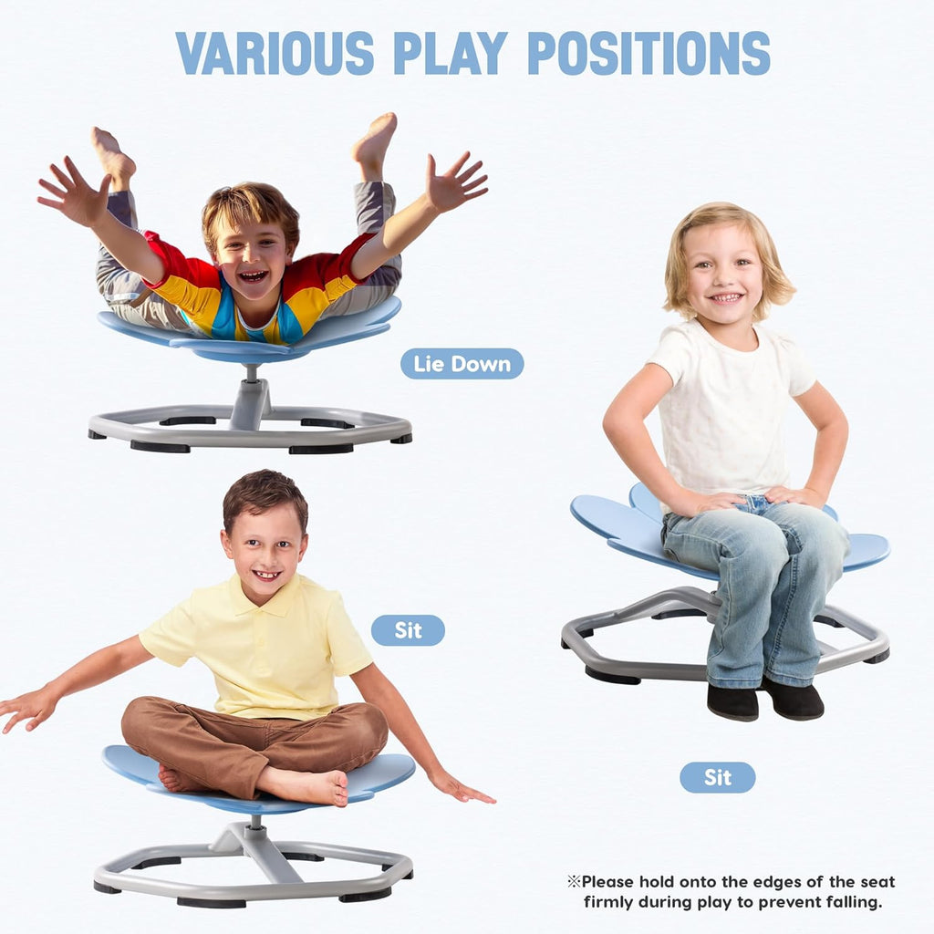 ROBOTIME Kids Sensory Swivel Chair, Autism Spinning Chair for Kids Sensory with Non-Slip Design, Training Body Coordination, No Assembly (Blue)