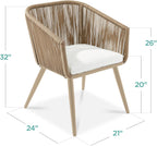 Best Choice Products Set of 2 Patio Dining Chairs, Outdoor Seating for Backyard, Poolside, Balcony w/Woven Wicker Design, 250lb Weight Capacity - Natural/Ivory/Natural