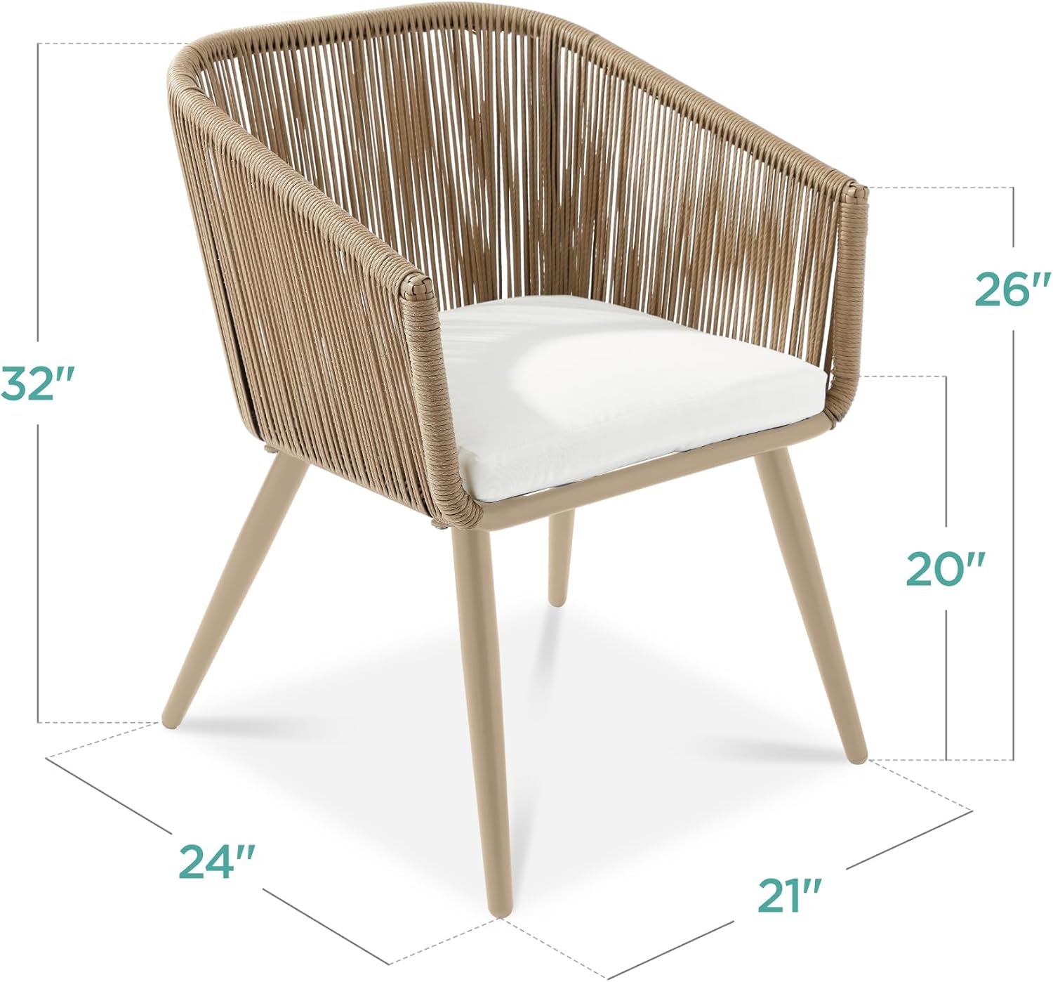 Best Choice Products Set of 2 Patio Dining Chairs, Outdoor Seating for Backyard, Poolside, Balcony w/Woven Wicker Design, 250lb Weight Capacity - Natural/Ivory/Natural