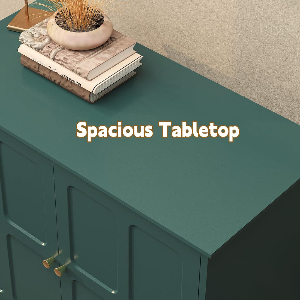 ARTPOWER Green Sideboard Buffet Cabinet with Storage, Mid-Century Modern Storage Cabinet with 2 Doors and Adjustable Shelves, Accent Style Sideboard for Entryway, Dining Room, Living Room