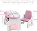 WHY TOYS Kids Table and Chair Set The Table Can Be Graffiti and The Height Can Be Raised and Lowered for Children Age 2-10 The Order Includes Watercolor Pen and Blackboard Eraser