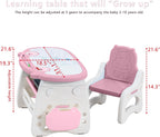 WHY TOYS Kids Table and Chair Set The Table Can Be Graffiti and The Height Can Be Raised and Lowered for Children Age 2-10 The Order Includes Watercolor Pen and Blackboard Eraser