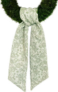 Christmas Wreath Sash for Front Door, Green Floral Leaves Burlap Sash 3D Relief Texture Wreath Accessories for Home Wedding Birthday Decorations