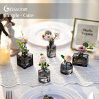 Glasseam Mini Bud Vases for Centerpieces: Clear Small Flower Vase Set of 20 Cute Tiny Glass Table Centerpieces Modern Wedding Birthday Party Baby Shower Dining Room Decoration Black Grey