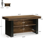 Tribesigns 55-Inch Kitchen Island with Storage, Farmhouse Center Island Table for Kitchen, Dining Room, Living Room, Brown & Black