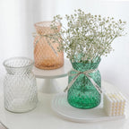 SOJOCK 2PACK Glass Flower Vases(Flowers NOT Included),6.3" High Diamond Pattern Vases,Vintage Vases for Centrepieces,Wedding Decorations,Home Table Flower Decorations