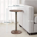 Round Side Table, Walnut Martini Drink Table for Small Spaces, Modern Pedestal Accent Tables with Wooden Leg, Small Round End Tables for Living Room, Bedroom, Balcony, Sofa Couch