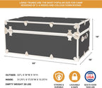 Rhino Classic Large Trunk with Wheels for Camp & College, Footlocker Chest | 32"L x 18"W x 14"H, 1500+ lb Capacity, Baltic Birch Plywood, Nickel Plated Steel, Lockable