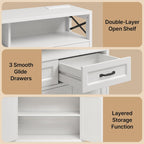 Ahomly 51" Buffet Cabinet with Adjustable Storage, Charging Port - 3 Drawers & 4 Doors Large Sideboard, Multi - Scene Coffee Bar/Microwave Stand for Kitchen,Living Room,Entryway（White）