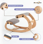 Ergonomic Kneeling Chair,Adjustable Rocking Knee Chair for Home Office,Wooden Office Chair for Back Pain Relief, Grey