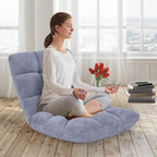 14-Position Floor Chair, Adjustable Folding Gaming Lazy Sofa With Cushion, Meditation Back Support for Reading, Bedroom, Living Room - Adults and Kids (Grey)