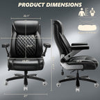 650LBS Big and Tall Office Chair with 5D Flip Arms and Thick Pocket Spring Cushion, Extra Wide Heavy Duty Office Chair & Adjustable Lumbar Support, Large High Back Computer Chair Dual Rubber Wheel