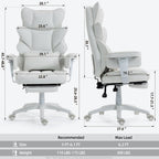 Office Chair,Executive Ergonomic Office Chair with Pocket Spring Cushion, High Back Computer Gaming Chair with Adjustable Armrests, Lumbar Support, Footrest, Executive Chair- White PU Leather