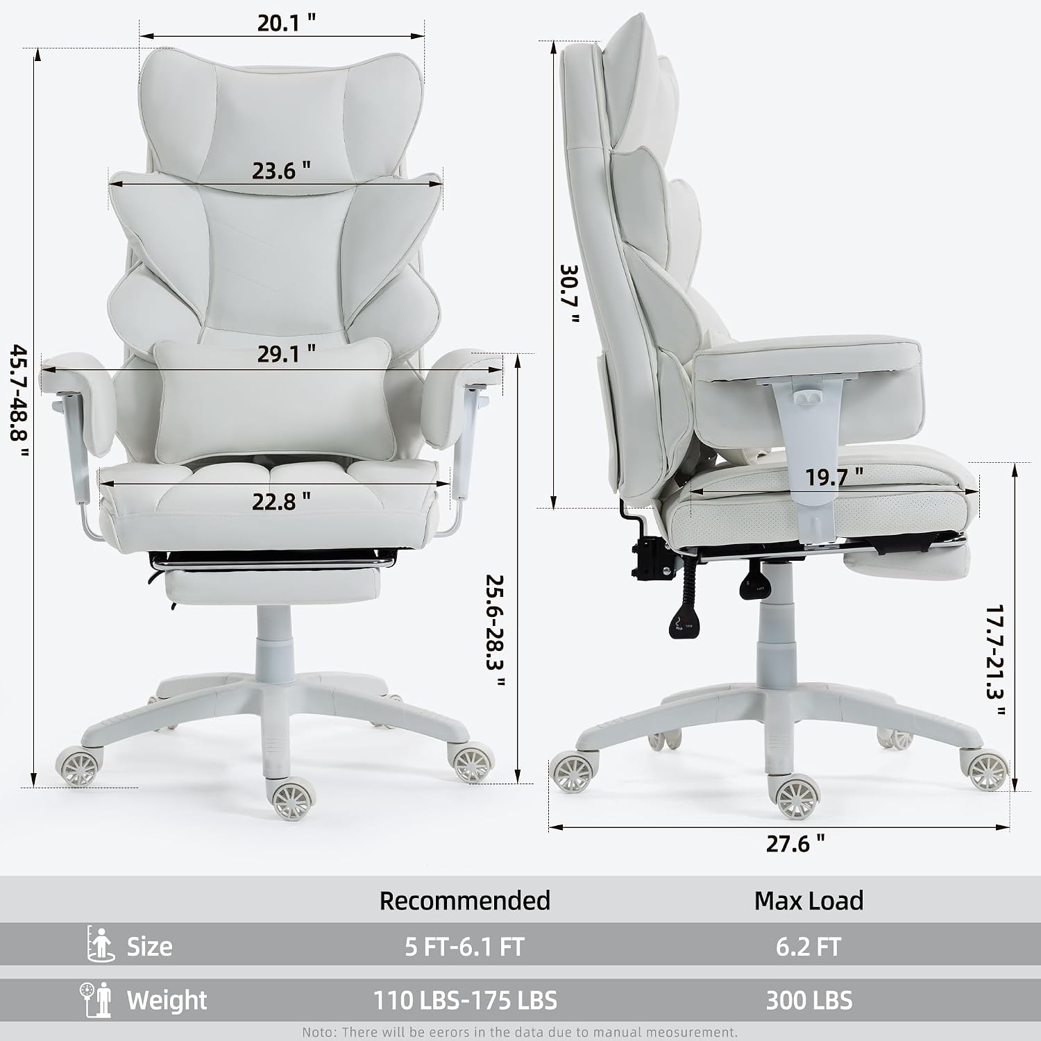 Office Chair,Executive Ergonomic Office Chair with Pocket Spring Cushion, High Back Computer Gaming Chair with Adjustable Armrests, Lumbar Support, Footrest, Executive Chair- White PU Leather