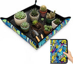 LIHAO Repotting Mat for Indoor Plants, 29.5 x 29.5 Inch Waterproof Oxford Potting Tray with Mess Control, Foldable Transplanting Tarp Gardening Gifts