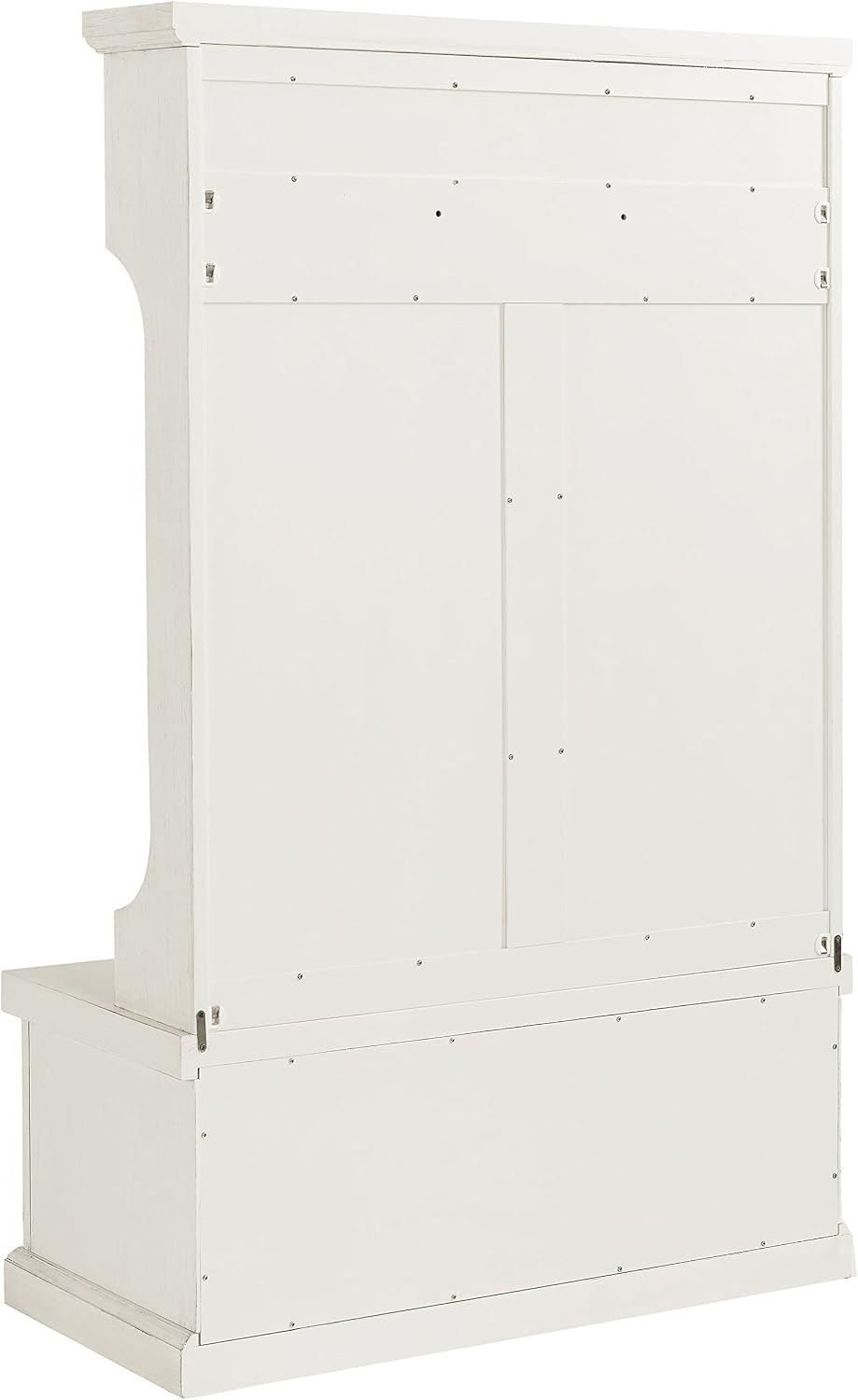 Crosley Furniture Seaside Hall Tree with Shoe Rack Bench and Coat Hooks for Hanging Storage, Distressed White