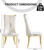 RGZ Modern High Back Upholstered Dining Chairs Set of 8, Beige Velvet Kitchen Side Chairs, Luxury Dining Accent Chairs with Comfy Cushion, Golden Stainless Steel Legs for Dining Room Home(Only Chairs)